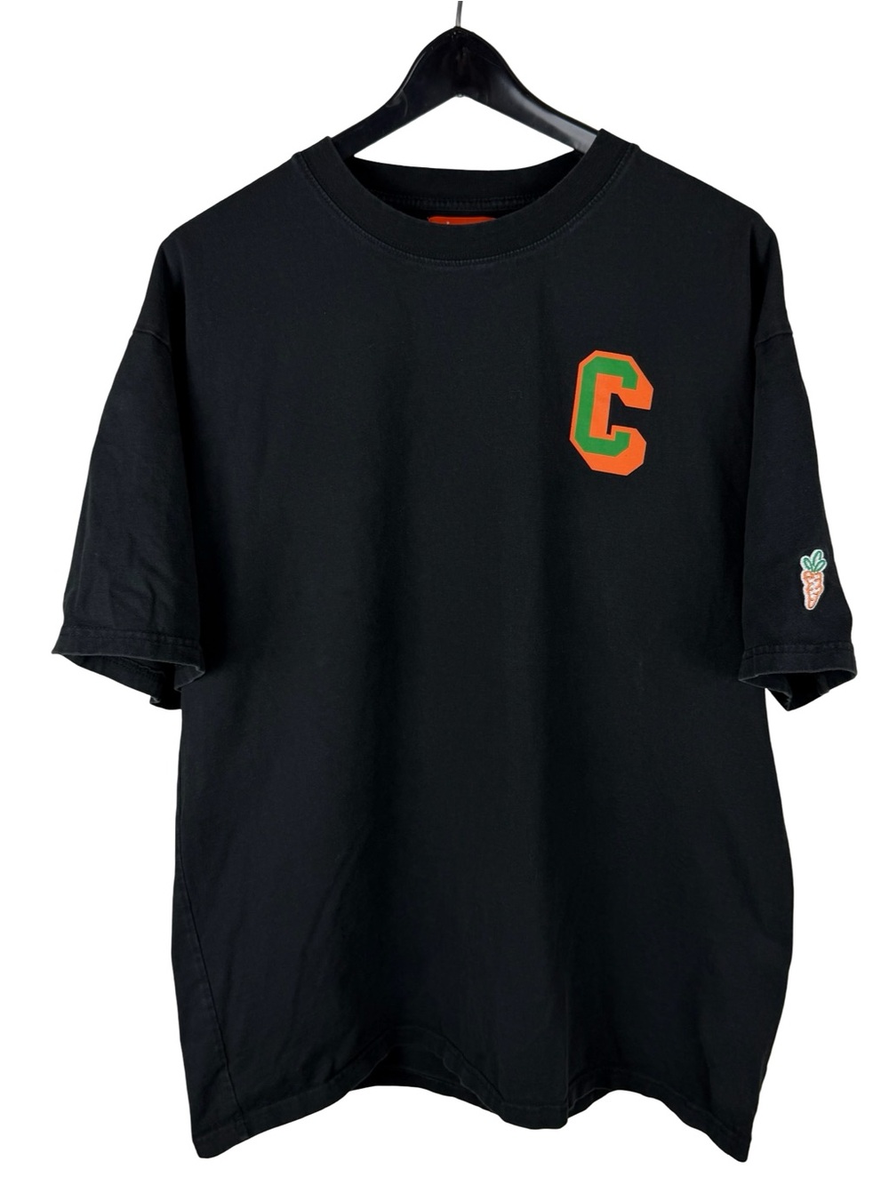 Mens Y2K Carrots Streetwear Heavyweight Double Sided Logo Black Shirt Size L